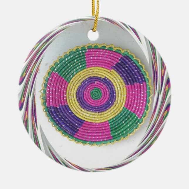 Woven Whirl Art Print Ceramic Ornament (Front)