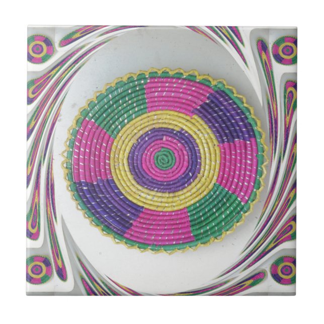 Woven Whirl Art Print Ceramic Tile (Front)