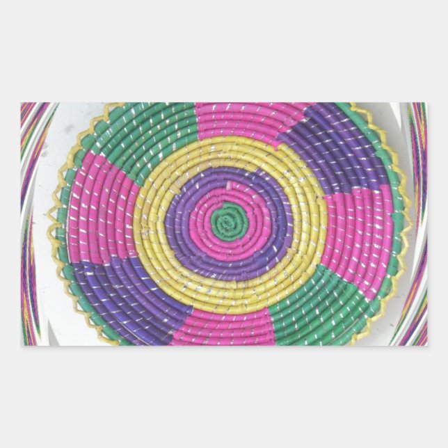 Woven Whirl Art Print Rectangular Sticker (Front)