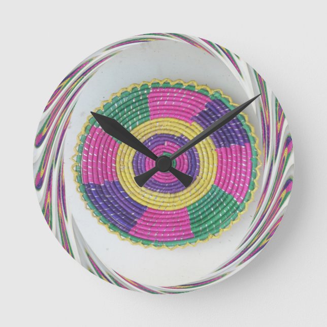 Woven Whirl Art Print Round Clock (Front)