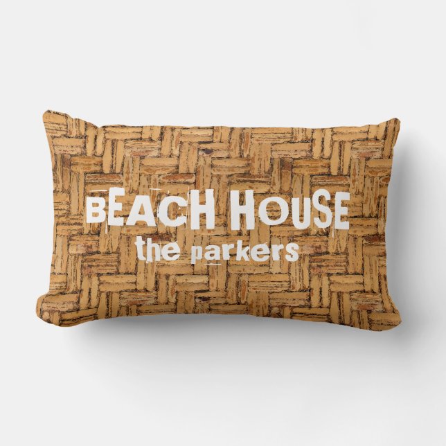 Woven Wicker Pattern Lumbar Pillow (Front)