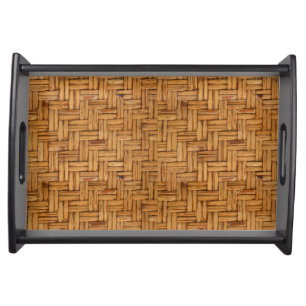 Woven Wicker Print Pattern Serving Tray
