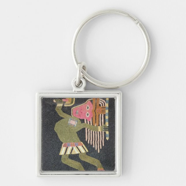 Woven wool dancer with baton, Paracas tribe Keychain (Front)