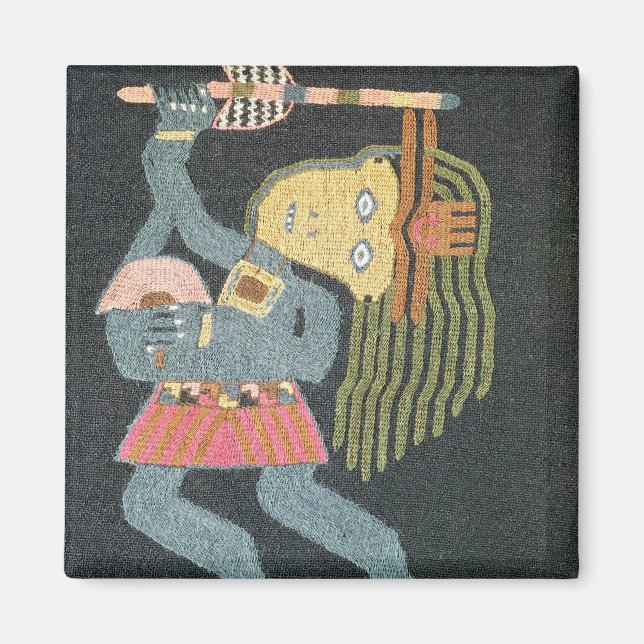 Woven wool dancer with baton, Paracas tribe Magnet (Front)