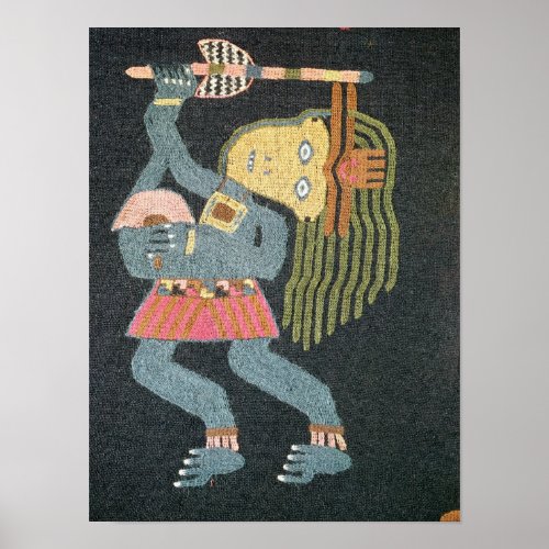 Woven wool dancer with baton Paracas tribe Poster