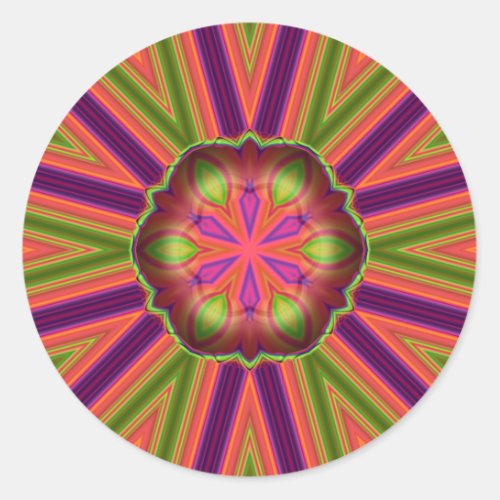 Wow 3D Pink Purple Coral and Green  Classic Round Sticker