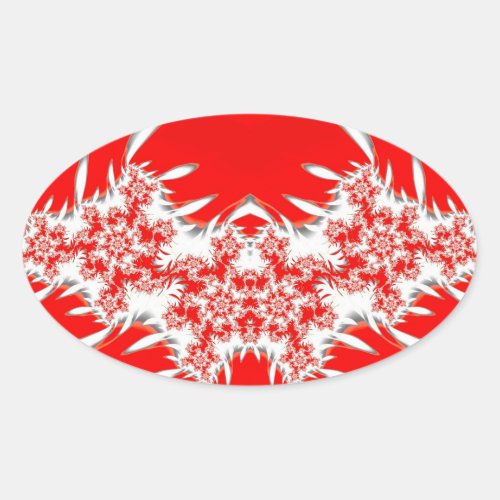  Wow 3D Red White and Orange   Oval Sticker