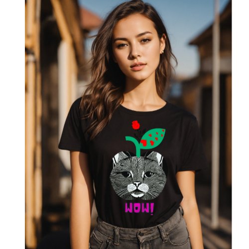 Wow cat design T shirt 