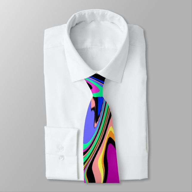 Wow Color Bright Abstract Neck Tie (Tied)