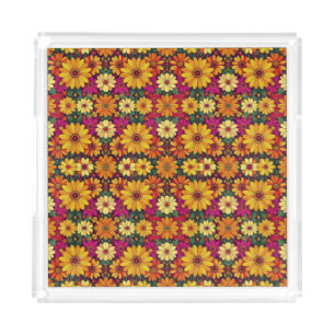 Wow! Colorful and Bright floral pattern. Acrylic Tray