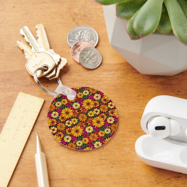 Wow! Colorful and Bright floral pattern. Keychain (Desk)