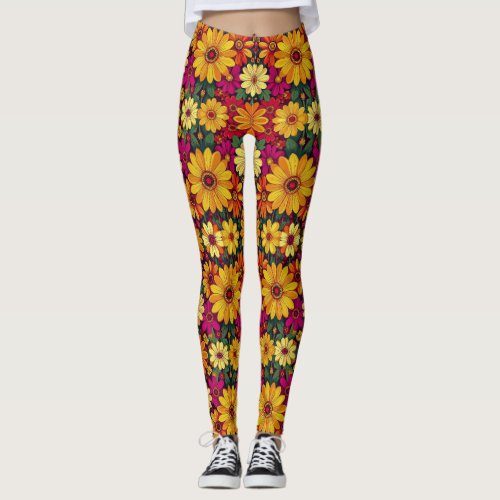 Wow! Colorful and Bright floral pattern. Leggings