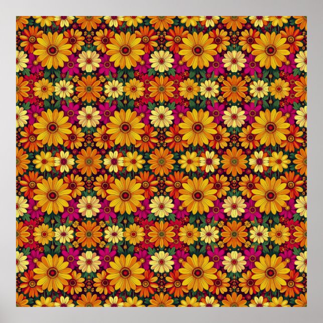 Wow! Colorful and Bright floral pattern. Poster (Front)