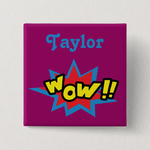 Wow Comic Theme Button