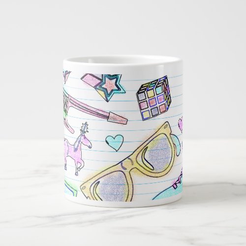 Wow Eighties Coloring Book Doodle Fun Large Coffee Mug