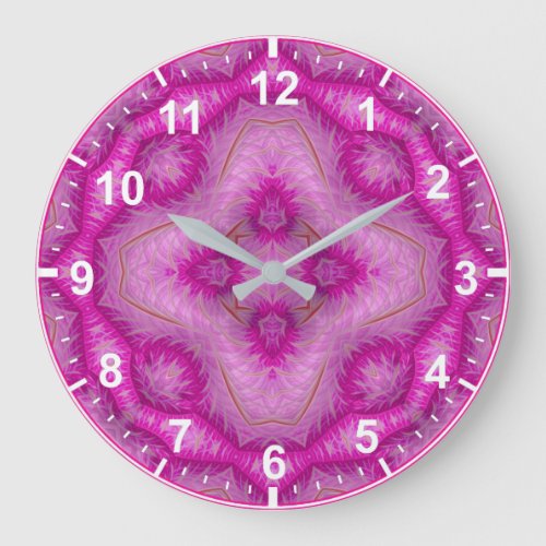 WOW Fractal Pattern Pink and Brown  Large Clock