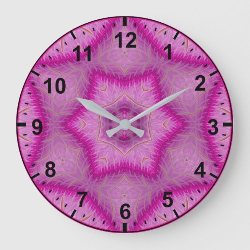 WOW Fractal Pattern Pink and Brown  Large Clock