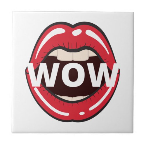 Wow funny t_shirt Classic Ceramic Tile