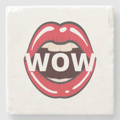 Wow funny t_shirt Classic Stone Coaster