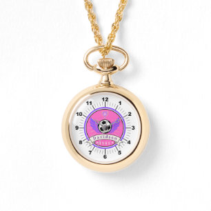 WOW! ⚽ Gold Soccer Necklace Watch – Custom Name