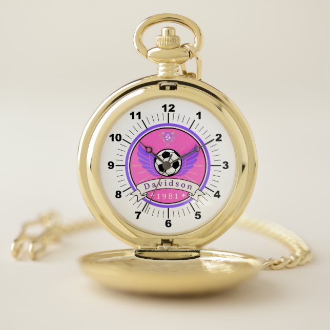 WOW! ⚽ Gold Soccer Pocket Watch – Add Name & Year (Inside)