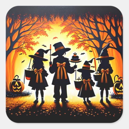 WOW HALLOWEEN Trick or Treat  Square Sticker