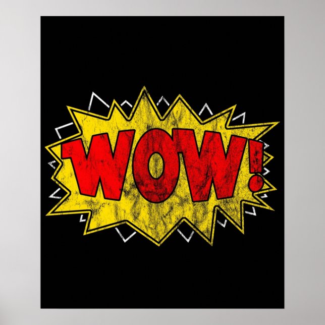 Wow Iconic Comic  Funny Book Nerd Sound Washed Poster (Front)