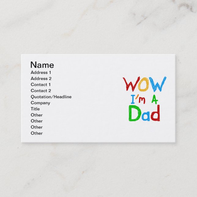 WOW I'm a Dad T-shirts and GIfts Calling Card (Front)