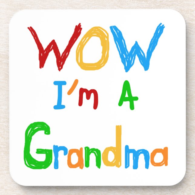 WOW I'm a Grandma T-shirts and Gifts Beverage Coaster (Front)