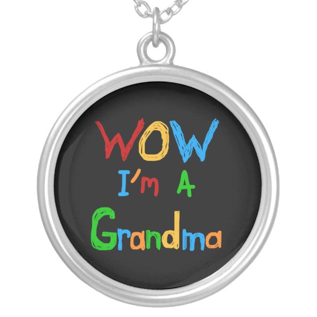 WOW I'm a Grandma T-shirts and Gifts Silver Plated Necklace (Front)