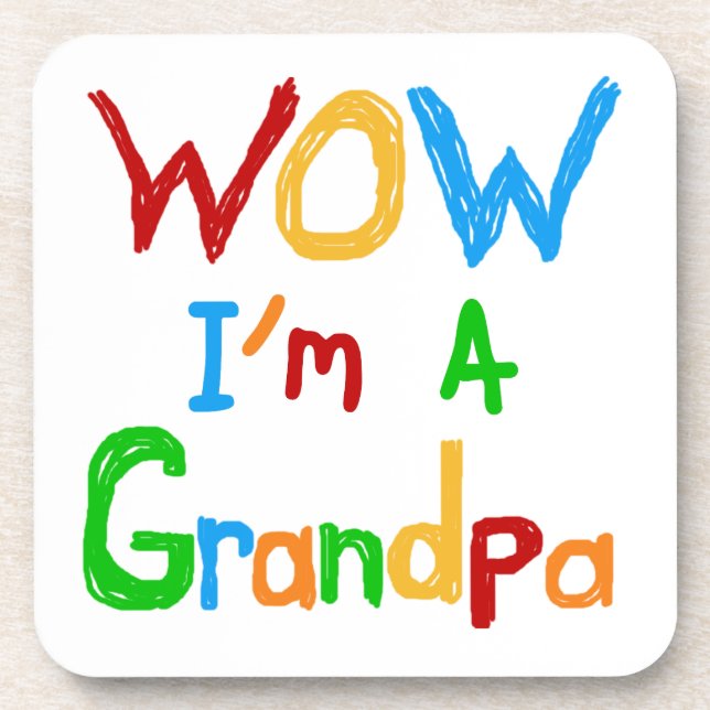 WOW I'm a Grandpa T-shirts and Gifts Beverage Coaster (Front)