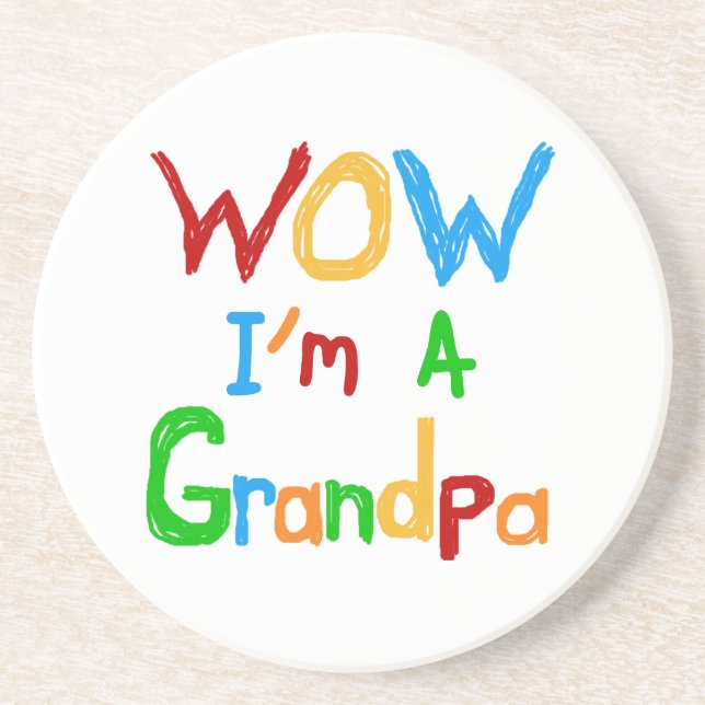 WOW I'm a Grandpa T-shirts and Gifts Drink Coaster (Front)