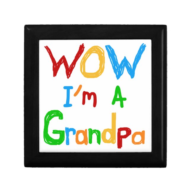WOW I'm a Grandpa T-shirts and Gifts Keepsake Box (Front)