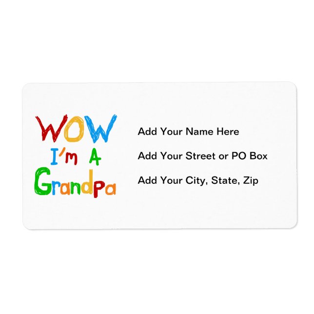 WOW I'm a Grandpa T-shirts and Gifts Label (Front)