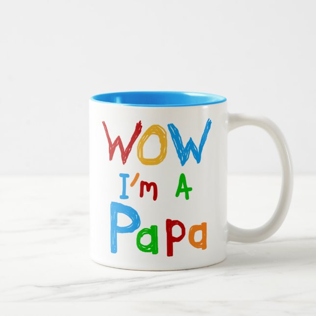 Wow I'm a Papa Tshirts and GIfts Two-Tone Coffee Mug (Right)