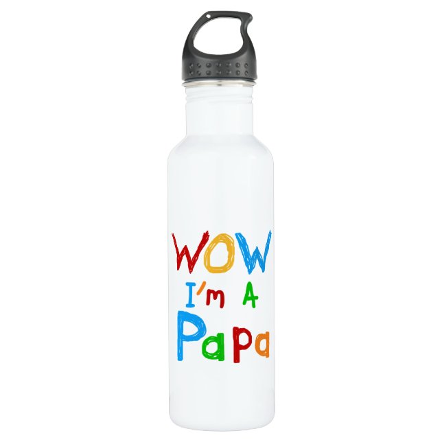 Wow I'm a Papa Tshirts and Stainless Steel Water Bottle (Front)