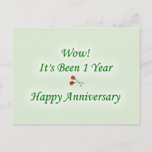 Wow Itaposs Been 1 Year Happy Anniversary Postcard