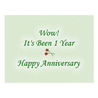 Wow! It's Been 1 Year Happy Anniversary Postcard