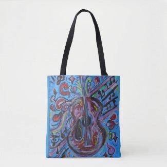 Wow Jazzy Blue  Guitar Folk Art