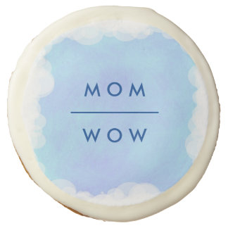 Wow Mom, Blue Blends Clouds Custom Cookies