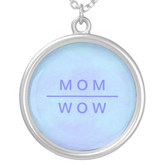 Wow Mom necklace in blue (Front)