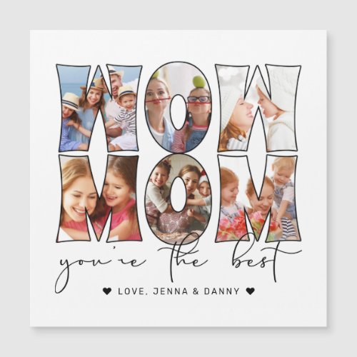 Wow Mom Quote Modern 6 Photo Collage White Card