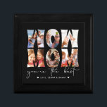 Wow Mom Quote Modern Black 6 Photo Collage Gift Box<br><div class="desc">This Mother's Day inspired custom photo collage gift box features six photos decorating the word art, "WOW MOM" and below in hand lettered modern white script typography it reads "you're the best" with personalized names to sign accented by hearts on a black background. Show your mother you love her and...</div>