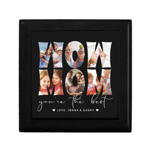 Wow Mom Quote Modern Black 6 Photo Collage Gift Box