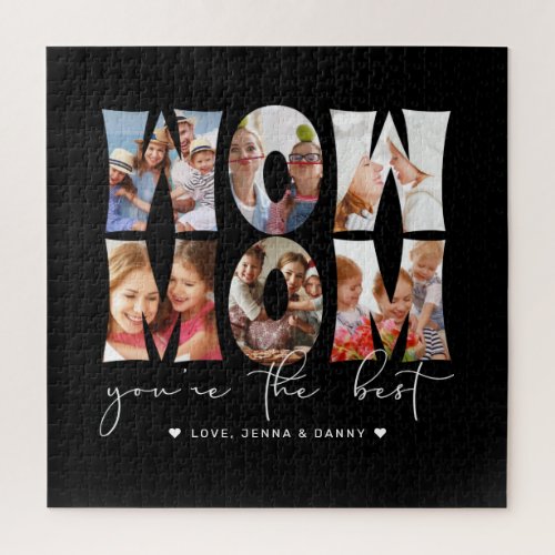 Wow Mom Quote Modern Black 6 Photo Collage Jigsaw Puzzle