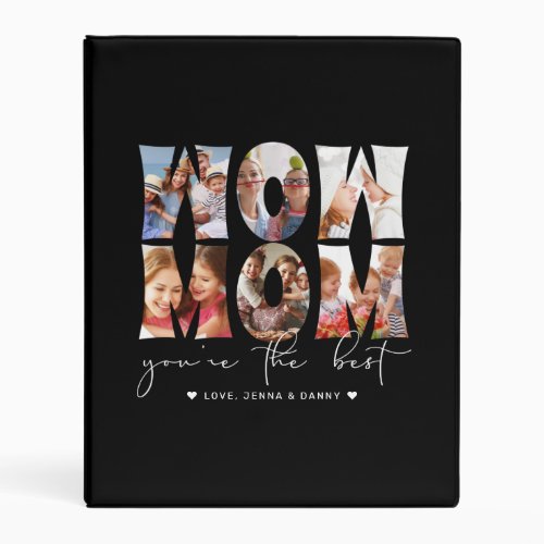 Wow Mom Quote Modern Black 6 Photo Collage Mini Binder