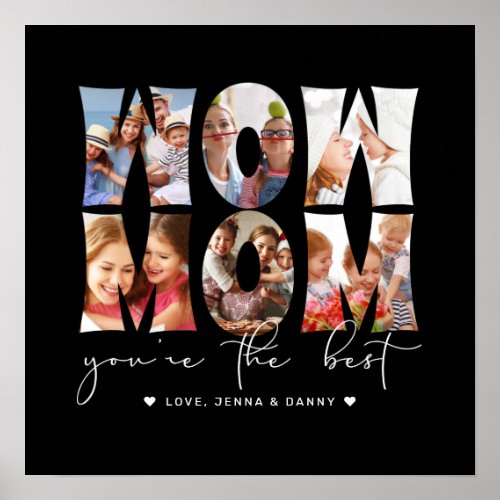 Wow Mom Quote Modern Coral Pink 6 Photo Collage Po Poster