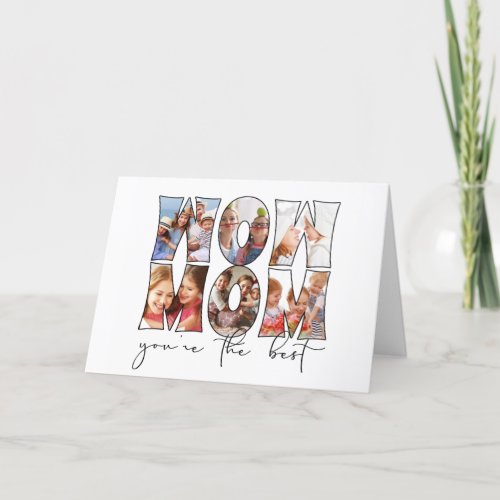 Wow Mom Quote Modern White 6 Photo Collage Holiday