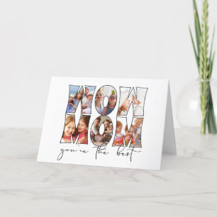 Wow Mom Quote Modern White 6 Photo Collage Holiday Card