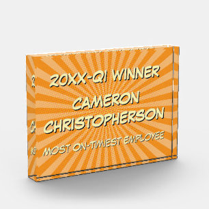 WOW Orange Comic Dots Acrylic Award